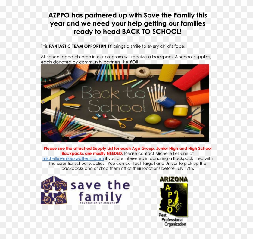 Save The Family Back To School Supply Drive - Flyer Clipart #2195006