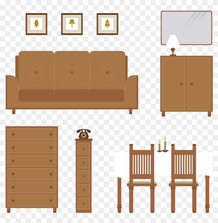 Living Room Clipart Wood Furniture - Plywood - Png Download