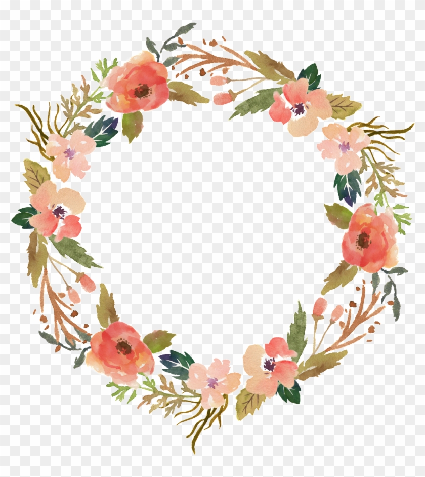 Flower Wreath Hand Painted Watercolor Transparent Ornamental Clipart #220127