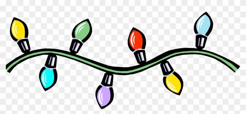 Vector Illustration Of Colored Christmas Light Decorations - Christmas Lights Cartoon Clipart - Png Download