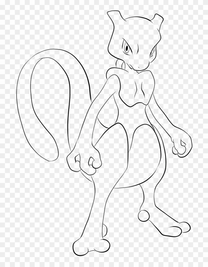 150 Mewtwo Lineart By Lilly-gerbil - Pokemon Drawing Easy Mewtwo Clipart #221843