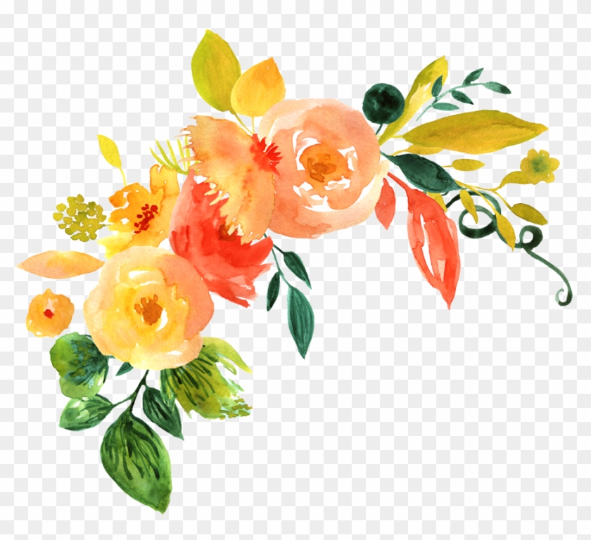 Watercolor Flower Png Free Download - Watercolor Orange Flowers Png Clipart #222070