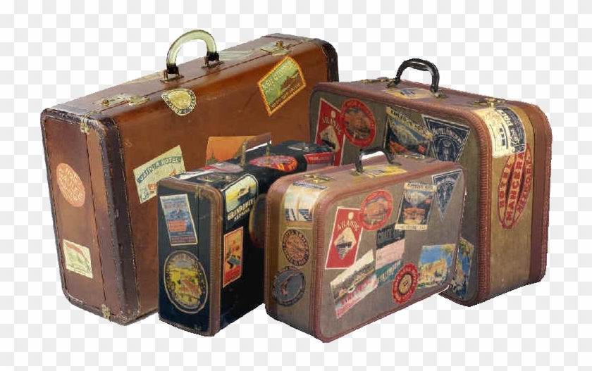 869 X 507 7 - 1930 Suitcase With Stickers Clipart #222296