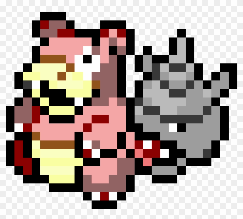 Pokemon Pärlplatta Mall Mewtwo , Png Download - Slowbro Pixel Art Clipart #222608