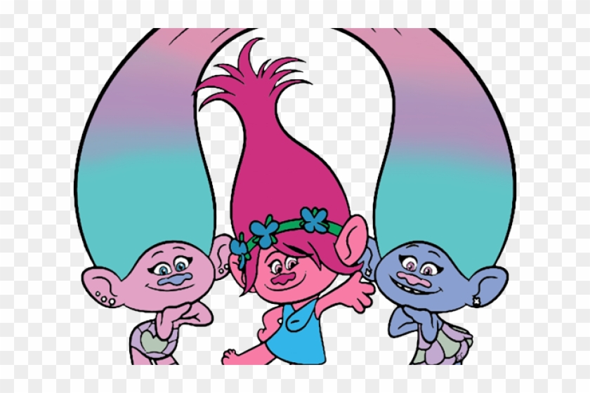 Black And White Cartoon Poppy Troll Clipart