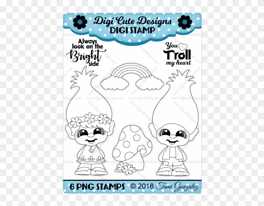 Troll Cuties Digi Stamp-trolls, Poppy, Branch, Mushroom, - Cartoon Clipart #223122