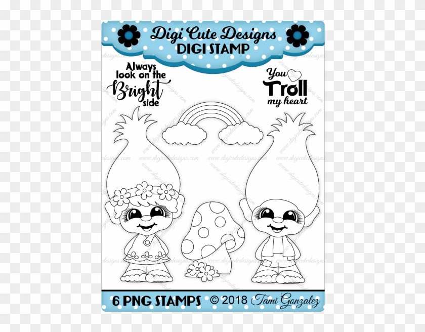 Troll Cuties Digi Stamp-trolls, Poppy, Branch, Mushroom, - Cartoon Clipart