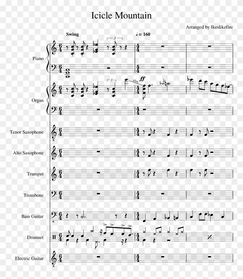 Icicle Mountain Sheet Music For Piano, Organ, Tenor - Sheet Music Clipart #224414