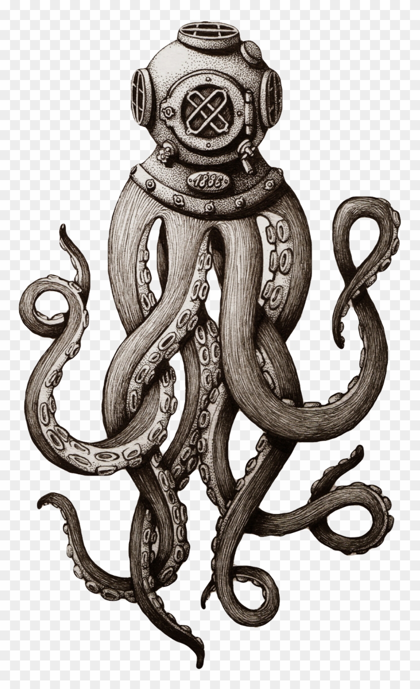 Drawn Tentacle Octopus - Octopus Drawing Clipart #225654