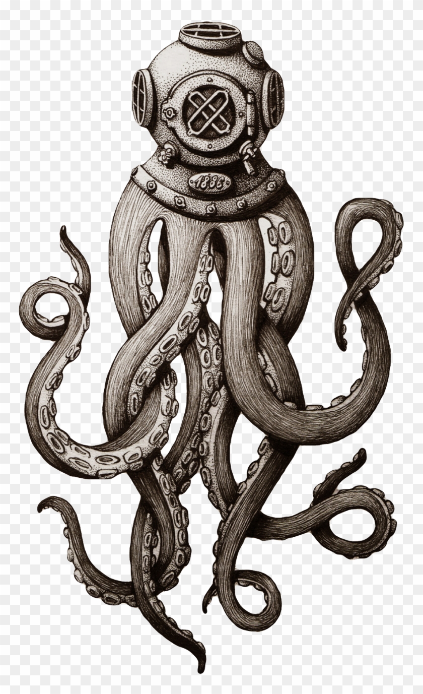Drawn Tentacle Octopus - Octopus Drawing Clipart