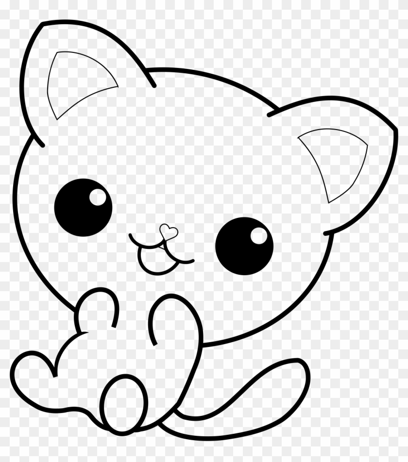 Big Image - Kawaii Cat Coloring Pages Clipart #226057