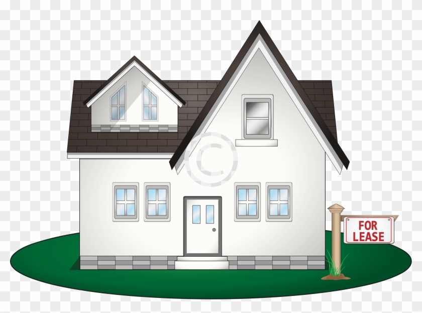 House With For Lease Sign - House Clipart