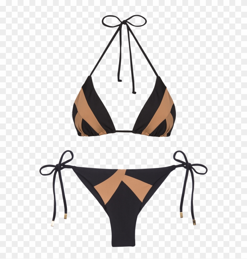Black Wave Triangle Bikini - Swimsuit Clipart #227094