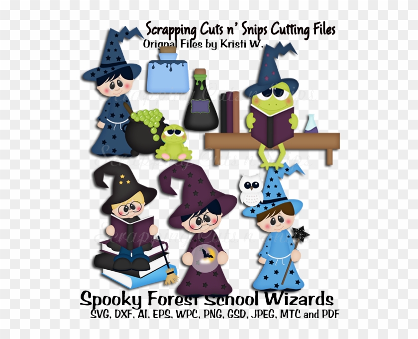 Spooky Forest School Wizards Cutting Files - Cartoon Clipart #227923