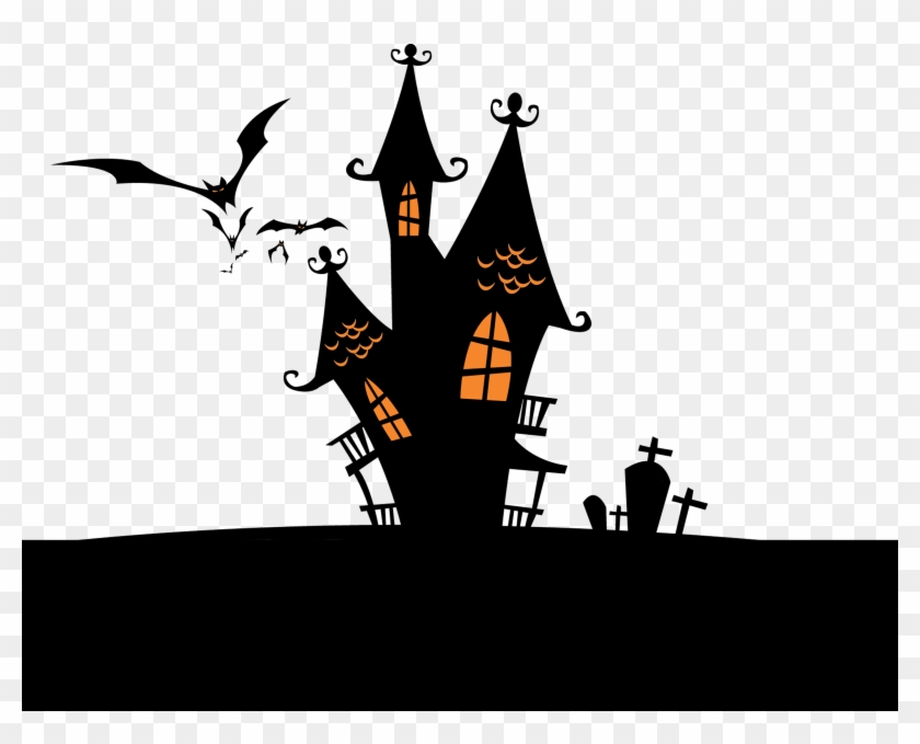 Halloween Bats Facebook Wallpaper - Halloween House Graphic Clipart #228282