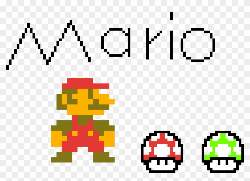 8- Bit Mario & 1up & Mushroom - Mario Pixel Clipart