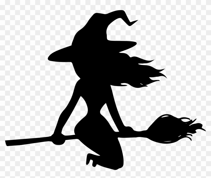 Halloween Witch On Broom Silhouette Png Image Clipart