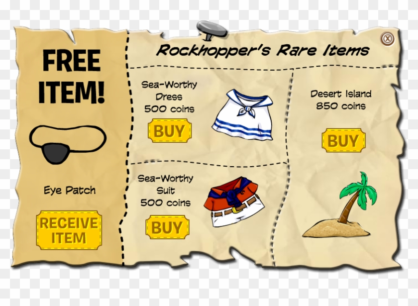 The Free Eye Patch From Rockhopper - Club Penguin Rare Items Clipart