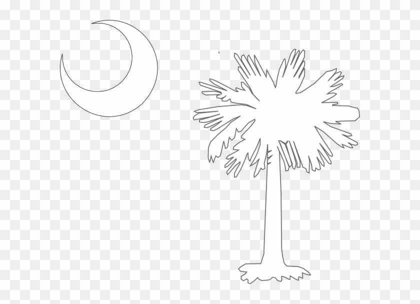 Small - South Carolina Palm Tree White Clipart