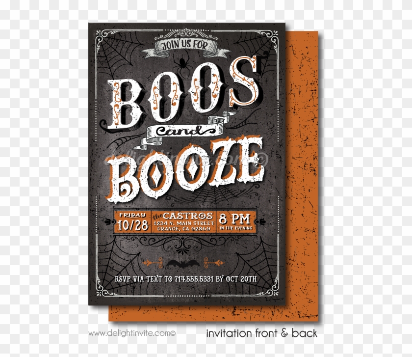 Boos And Booze Cocktail Halloween Party Invitations - Halloween Invite Adult Clipart #229842