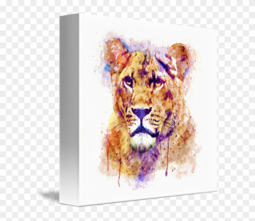 "lioness Head" By Marian Voicu, Bucharest // Watercolor - Watercolor Painting Clipart #2202454