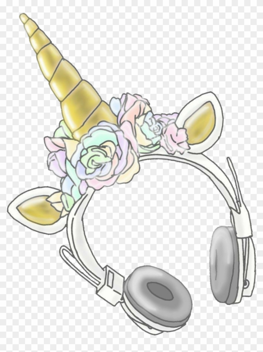 #unicorn #headphones #rose #crown #flower #flowercrown Clipart