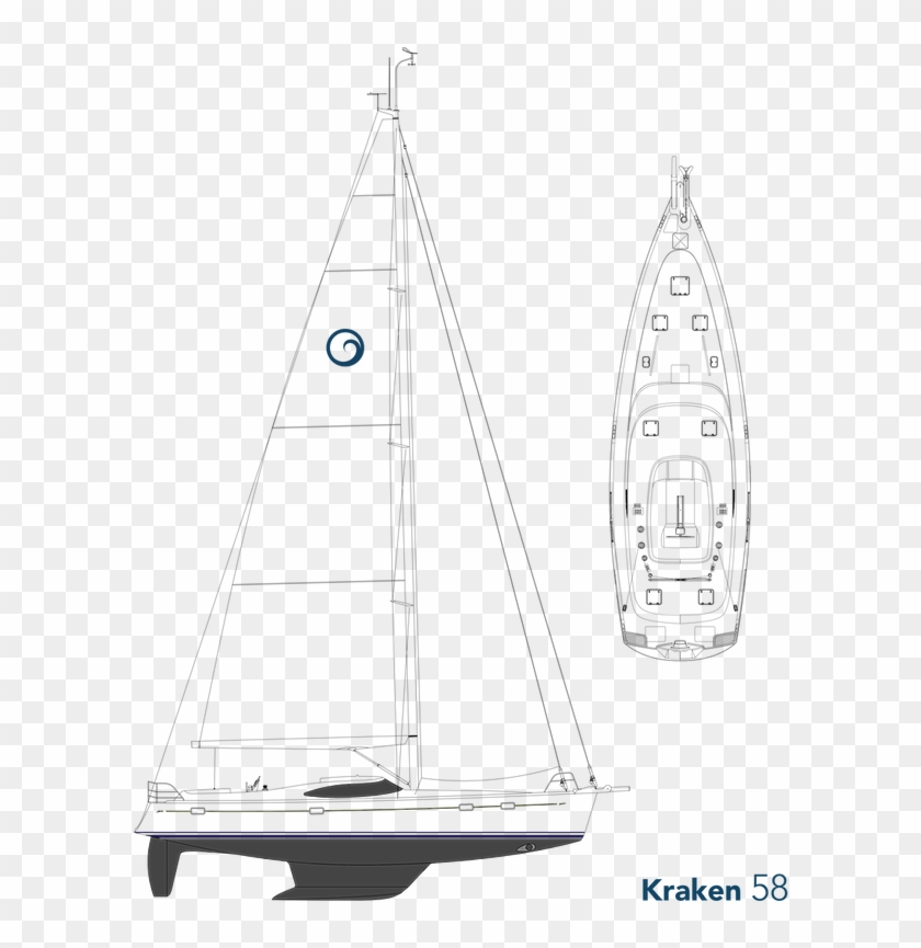 Kraken 58 Ft Luxury Sailing Yacht Sail Plan - Dinghy Sailing Clipart #2205281