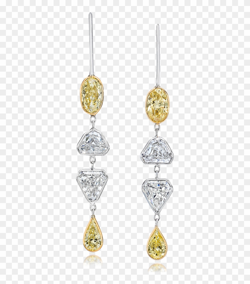 Diamond Earrings With Shield, Pear, And Oval Shaped - Earrings Clipart #2205414