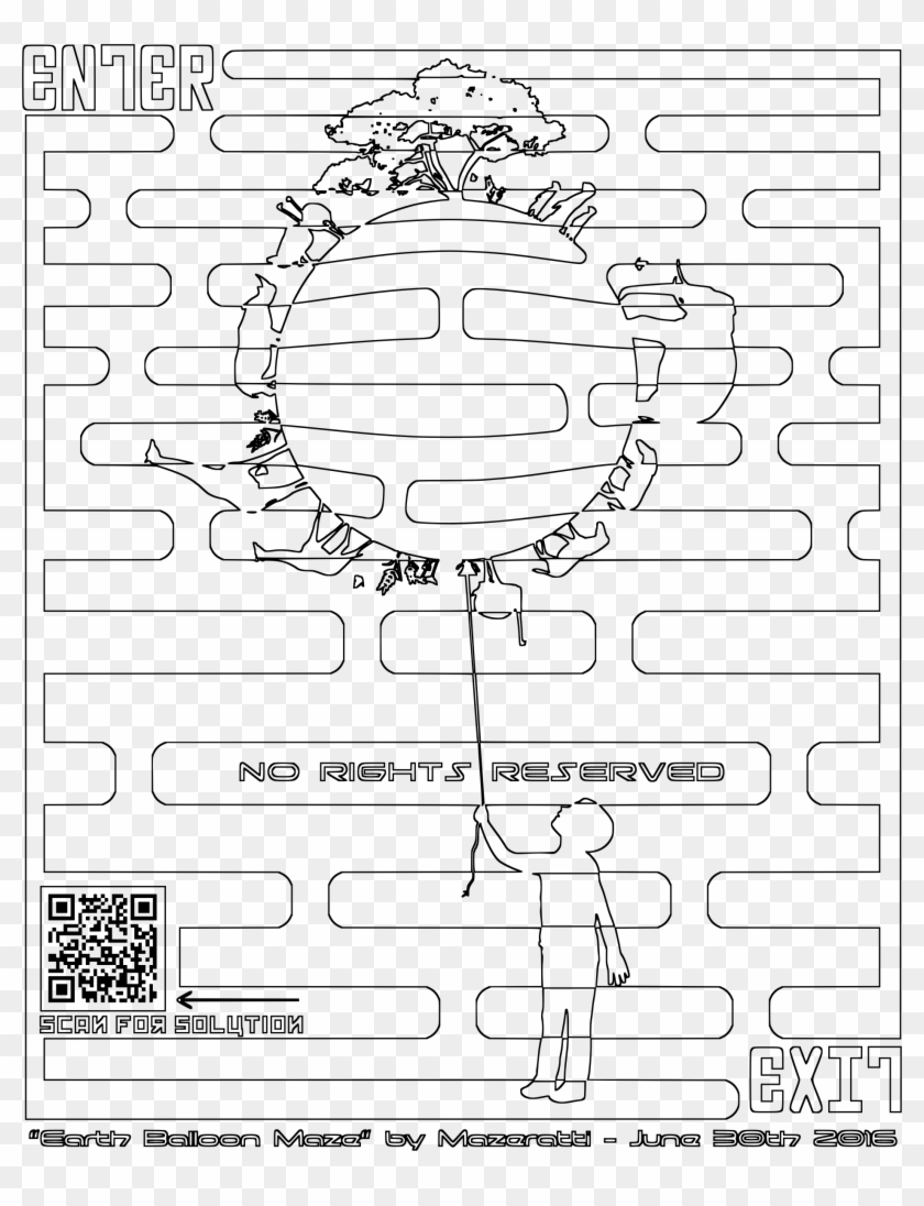 This Free Icons Png Design Of Maze Coloring Of A Kid - Line Art Clipart #2206405