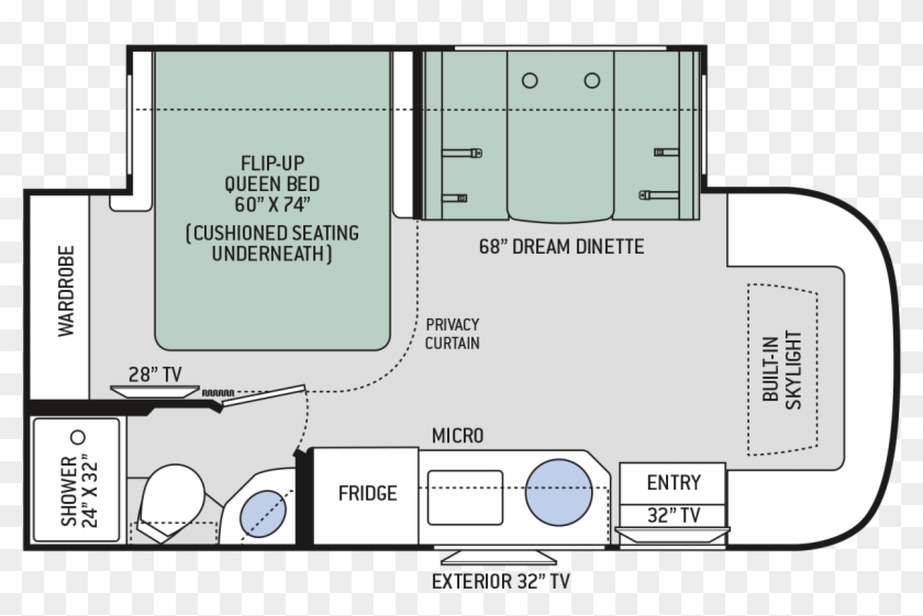 Gemini 23tw Floor Plan - 25 Foot Class C Rv Floor Plans Clipart