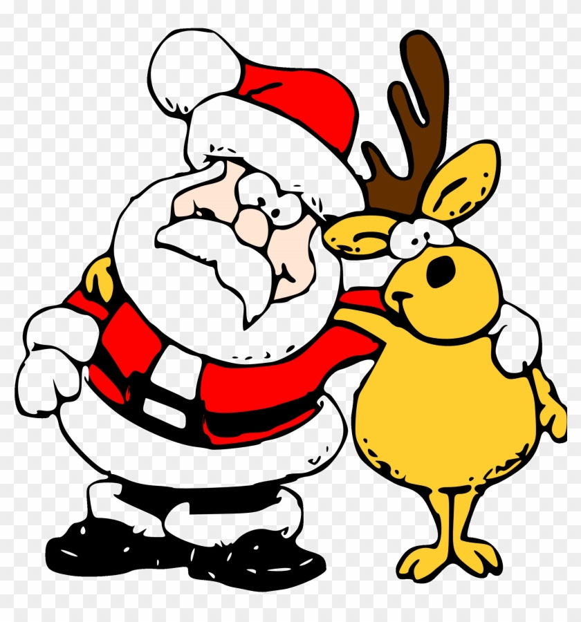 8lgdcxfnl8 - Santa And Reindeer Cartoon Clipart
