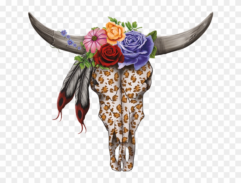 Bull Skull And Flower Clipart
