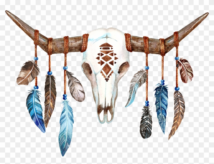 Sheep Skull Boho-chic Bull Longhorn Texas Clipart - Png Download #2208229