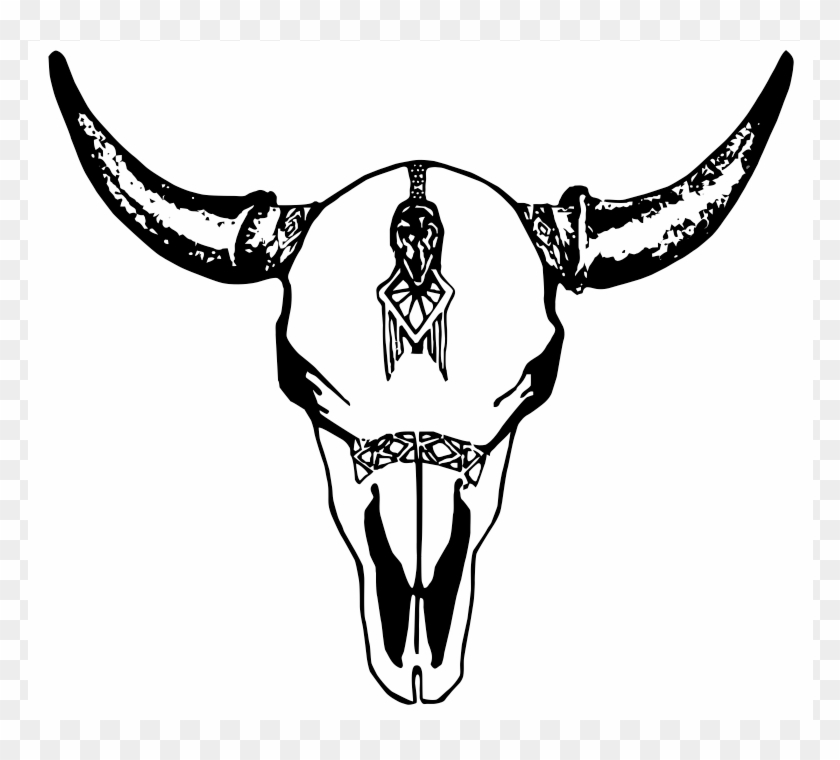 Buffalo X Dcer Tatouages Temporaires Ph M - Texas Longhorn Skull Tattoo Clipart #2208396