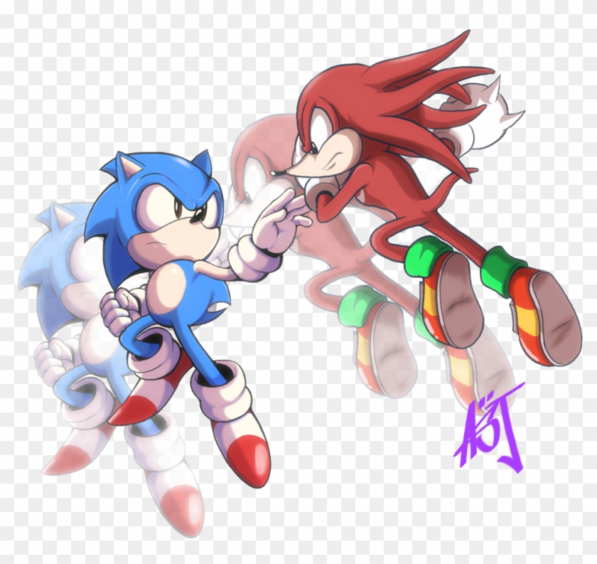 Sonic Vs Knuckles - Classic Sonic Vs Knuckles Clipart #2208944