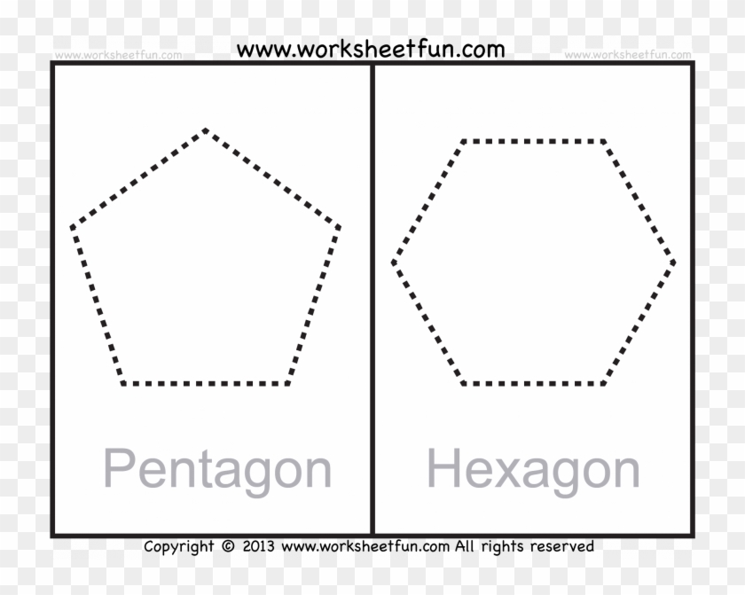 Crescent Shape Tracing Worksheets - Pentagon And Hexagon Shape Clipart #2212767