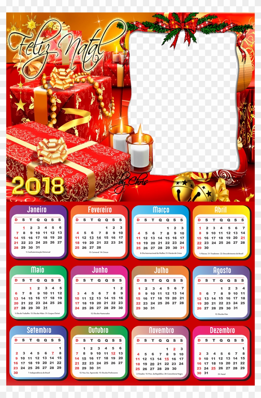 Molduras Calendário 2018 De Natal, Papai Noel E Boas - Christmas Gifts Clipart #2215253