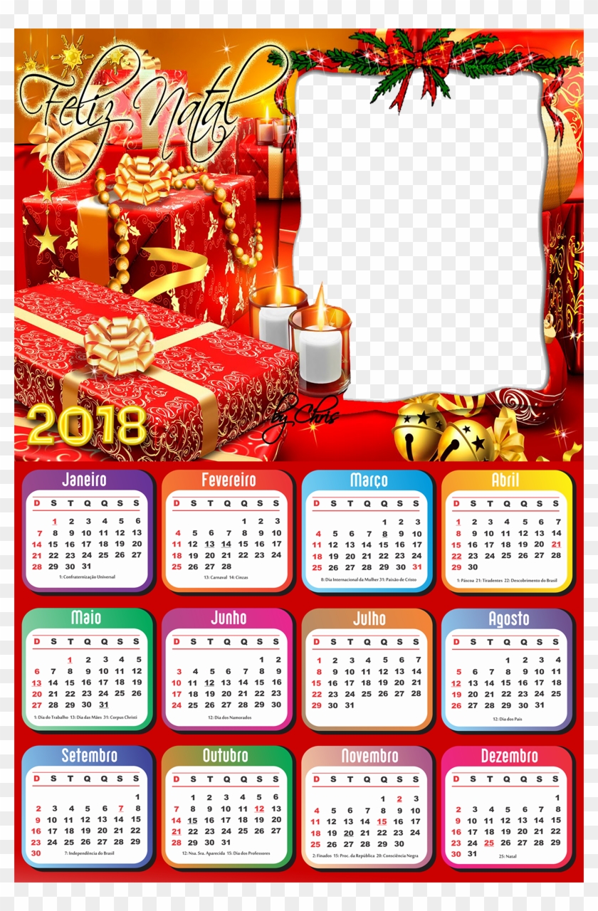 Molduras Calendário 2018 De Natal, Papai Noel E Boas - Christmas Gifts Clipart