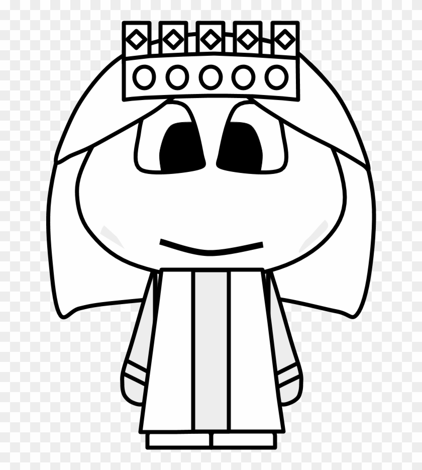 Queen, Crown, Big Eyes, Cartoon Person, Black And White, - Cartoon Clipart