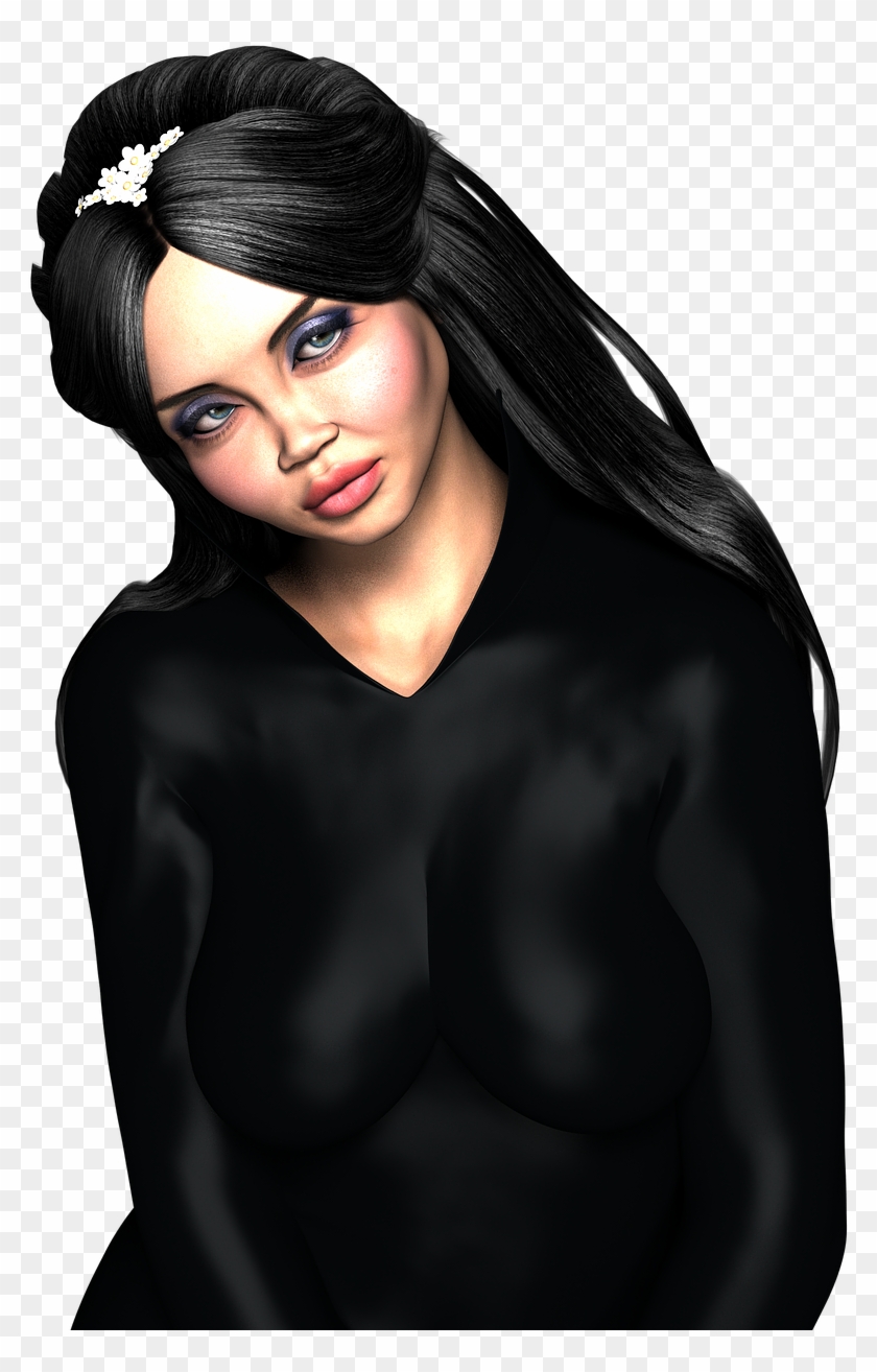 Black Hair Women 3d Clipart