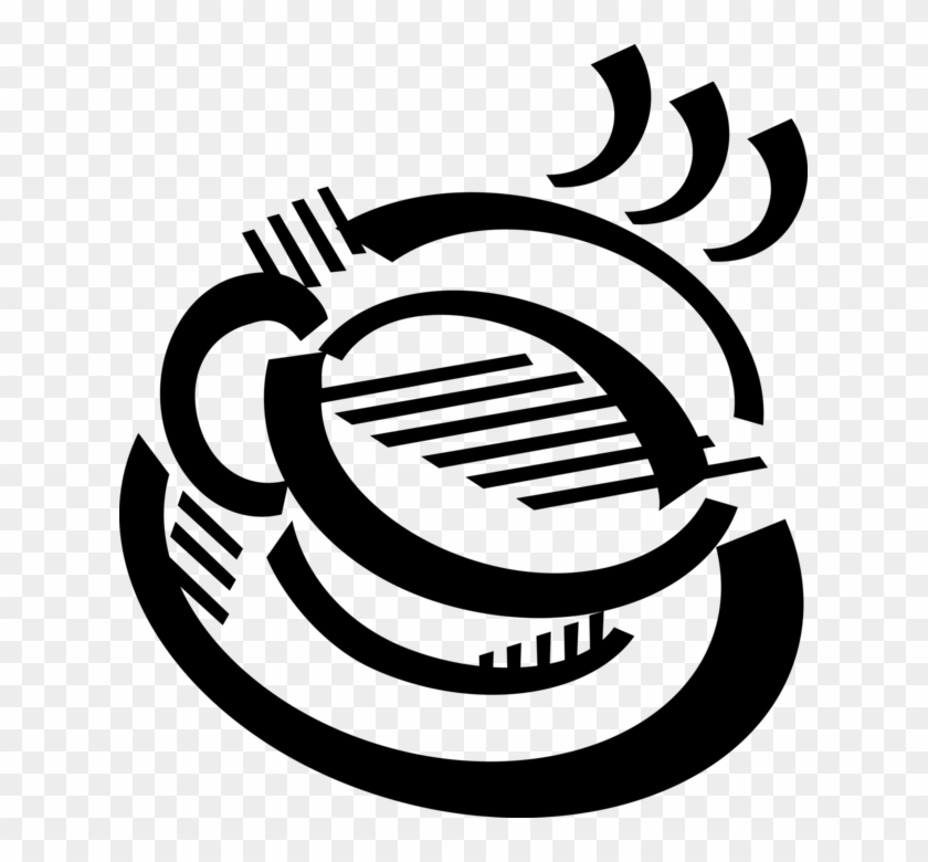 Vector Illustration Of Teacup Cup Contains Hot Beverage - Emblem Clipart