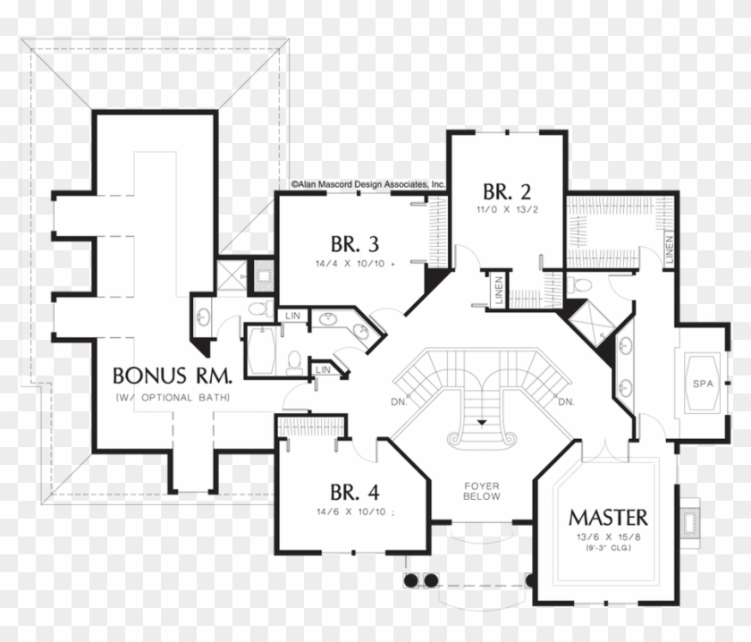 Upper Floor Plan Of Mascord Plan The Brooksville Double - Floor Plan Clipart #2219048