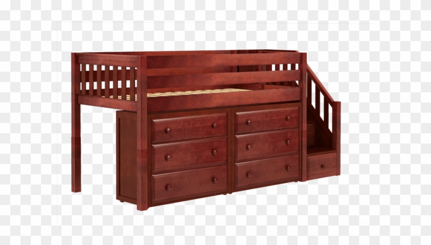 Twin Low Loft Bed With Staircase Storage - Cabinetry Clipart