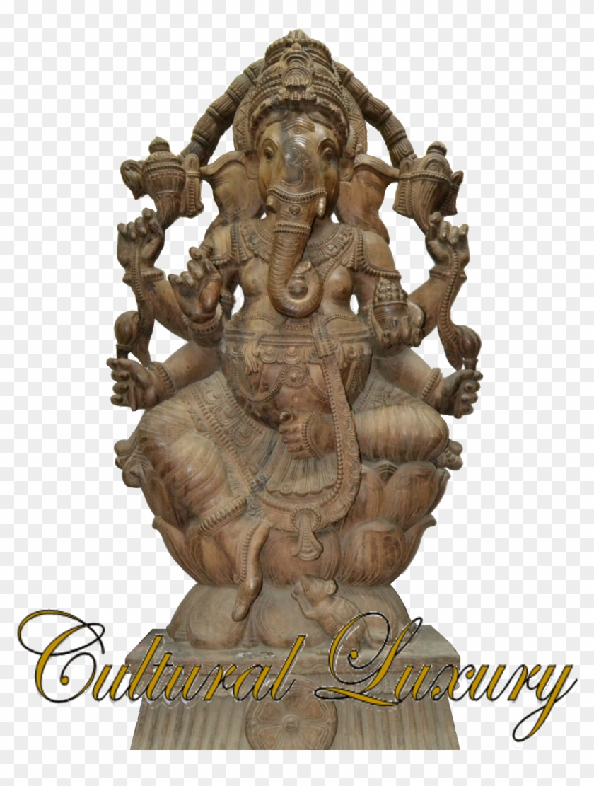 Old Masterpiece Solid Wooden Ganesh Statue Unique Hand - Statue Clipart