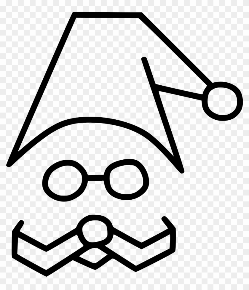 Santa Claus Xmas Cap Comments - Line Art Clipart