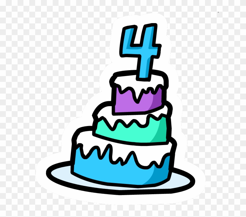 4th Anniversary Cake Pin - Birthday Cake 4 Png Clipart #2221564