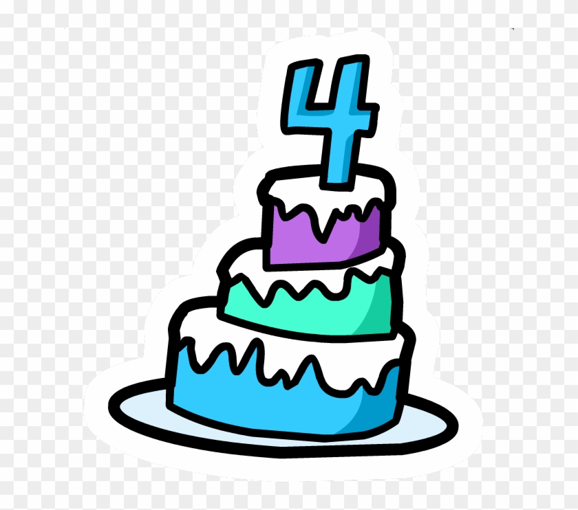 4th Anniversary Cake Pin - Birthday Cake 4 Png Clipart