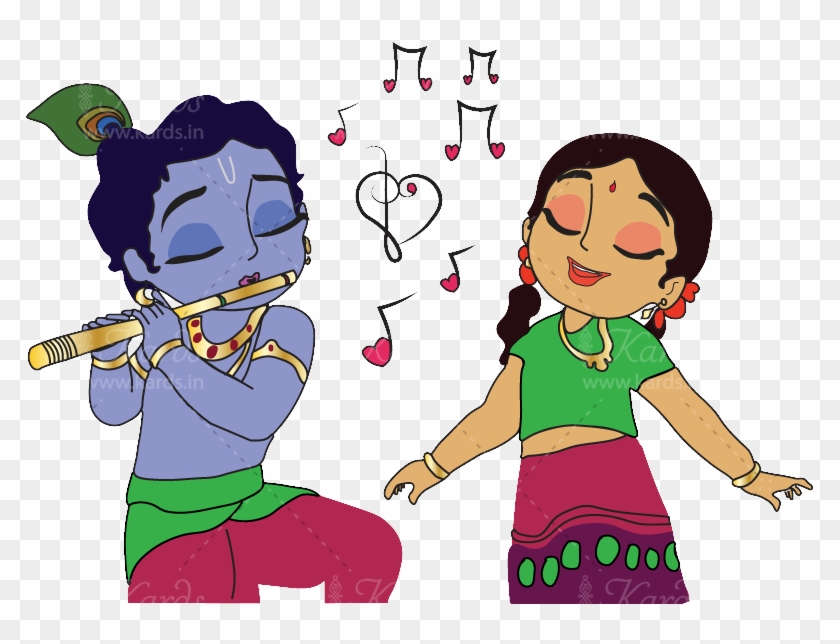 Cute Radhe Krishna Invitation Invitation - Cute Cartoon Pic Of Radha Krishna Clipart #2221598