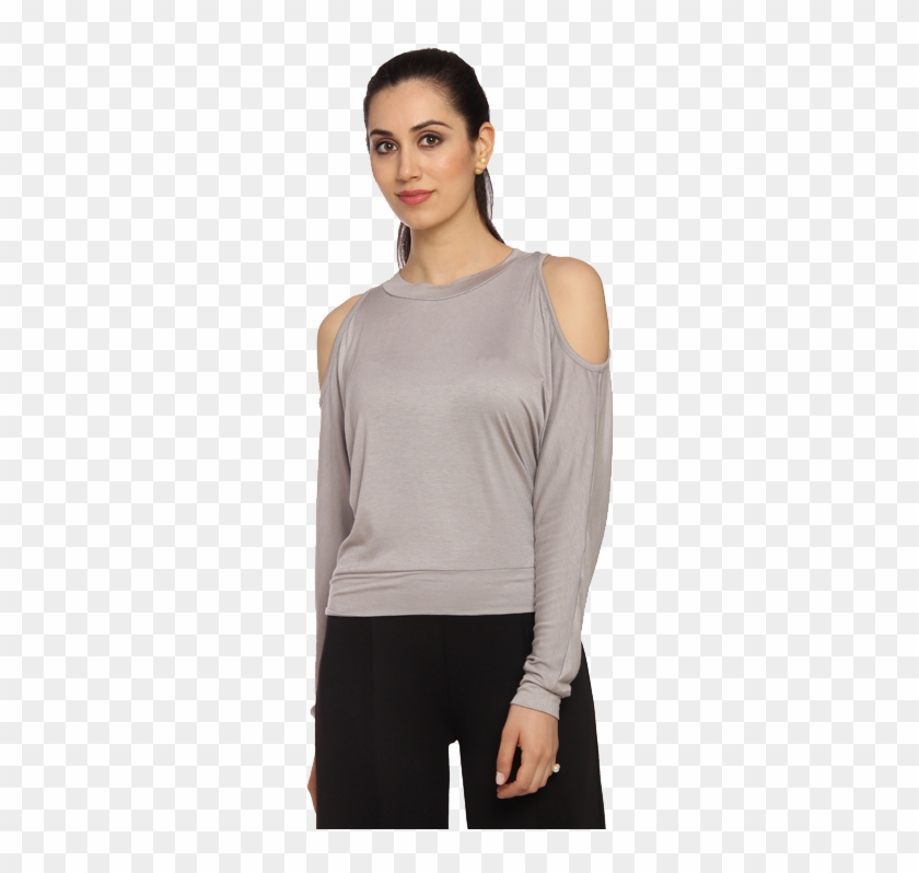 Grey Bare Shoulder Top - Photo Shoot Clipart #2222230