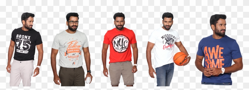 Pack Of 5 Men`s Printed T Shirts Clipart